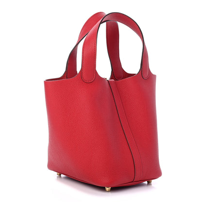 Hermes Taurillon Maurice Picotin Lock 18 PM Rouge Piment 3 of 8