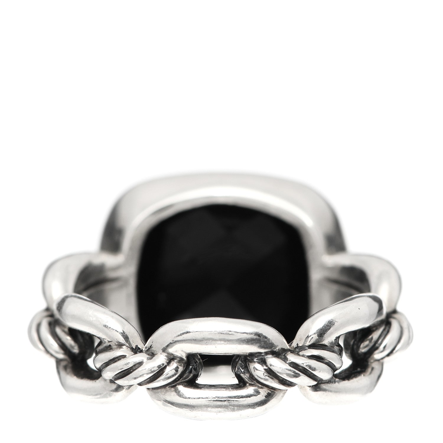 David Yurman Sterling Silver Diamond Black Onyx Wellesley Link Ring 53 6.5 4 of 5