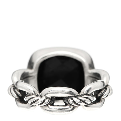 David Yurman Sterling Silver Diamond Black Onyx Wellesley Link Ring 53 6.5 4 of 5