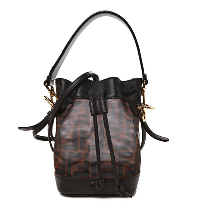 Fendi Mesh Vitello Grace F is Fendi FF 1974 Mini Mon Tresor Bucket Bag Marrone Black Ebano 1 of 8