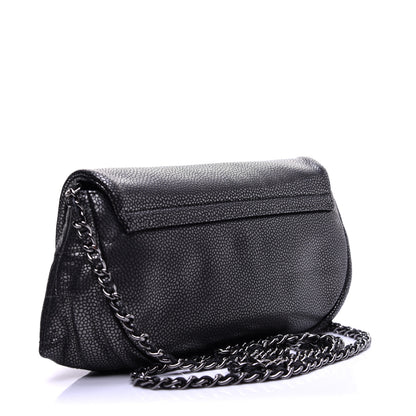 Chanel Metallic Caviar Half Moon Wallet On Chain WOC Dark Silver 3 of 12