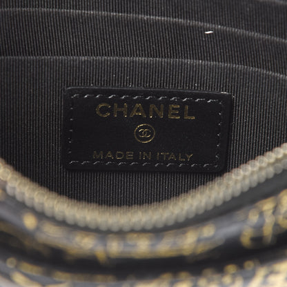 Chanel Calfskin Crocodile Embossed Graffiti 2.55 Cocodile Reissue Zip Pouch Black Gold 8 of 9