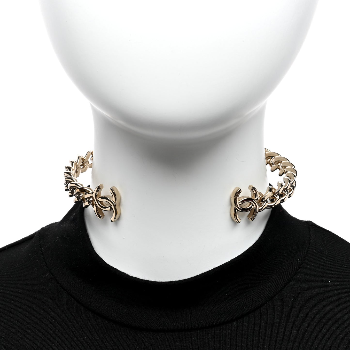 Metal CC Chain Link Choker Necklace S Gold
