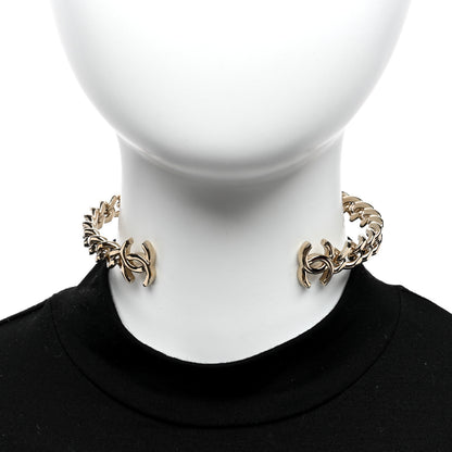 Chanel Metal CC Chain Link Choker Necklace S Gold 3 of 5