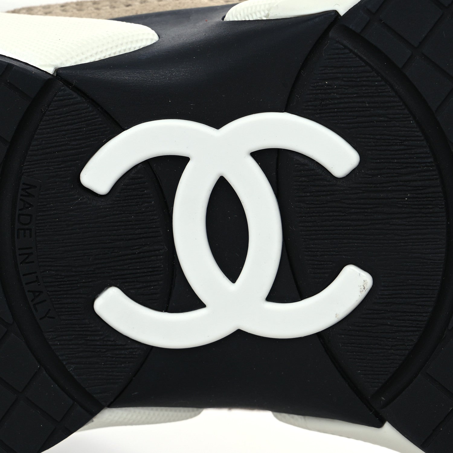 Chanel Mesh Suede Calfskin Womens CC Sneakers 35.5 White Black Beige Gold 6 of 9