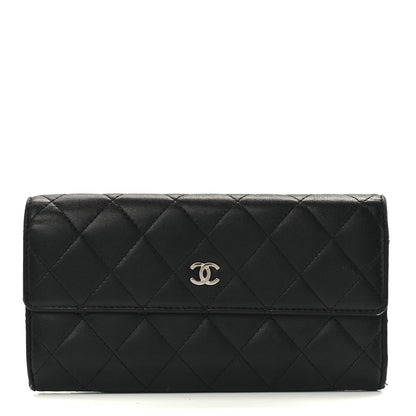 Chanel Lambskin Quilted Large Gusset Flap Wallet Black 1 of 12