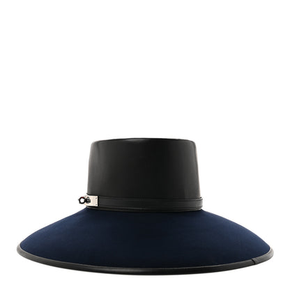 Hermes Beaver Felt Swift Glossed Lambskin Very Kelly Hat 58  Black Bleu Nuit 1 of 7
