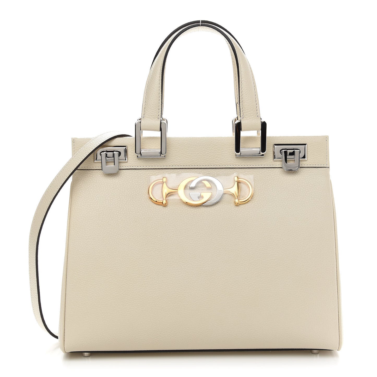 Grainy Calfskin Small Zumi Top Handle Bag Mystic White
