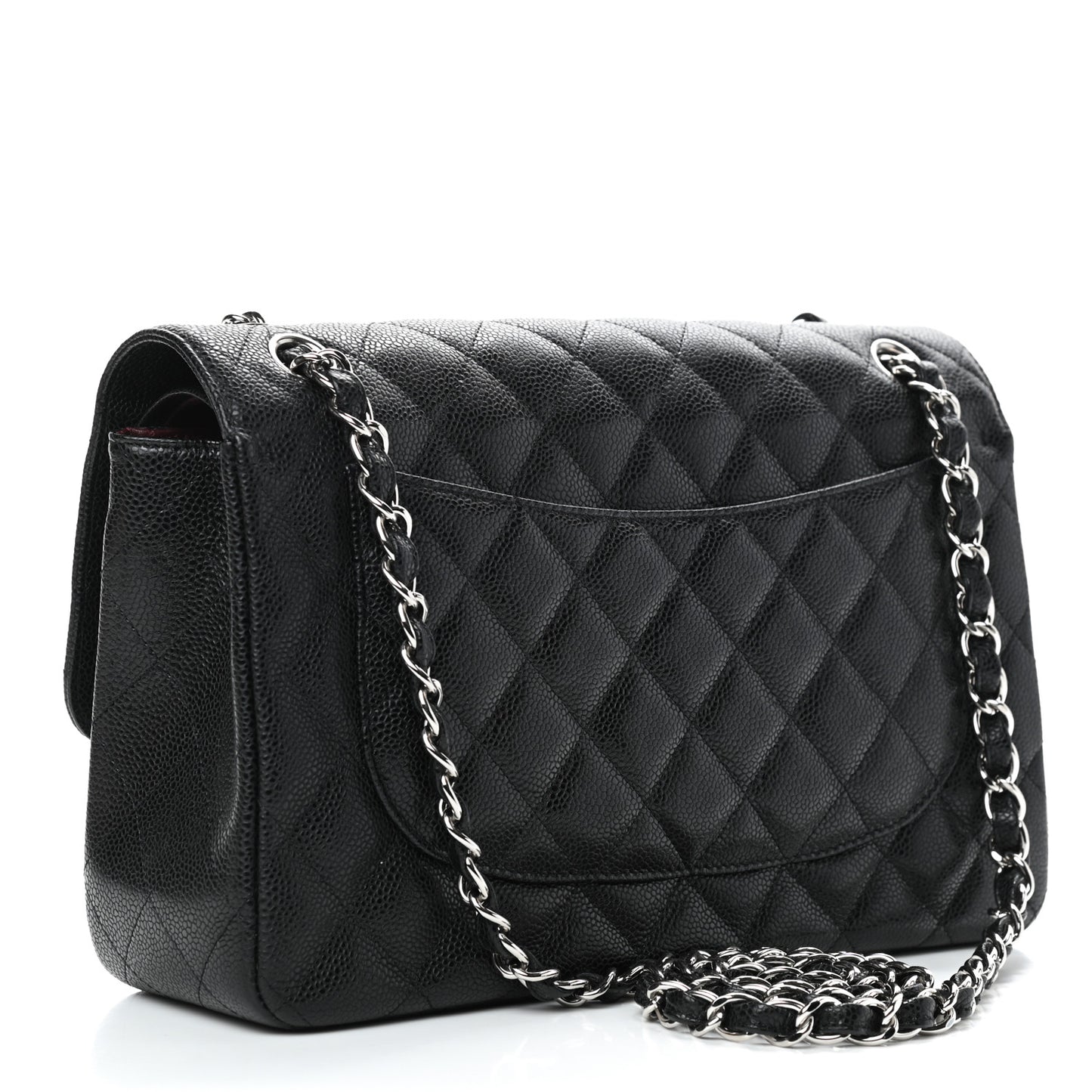 Caviar Quilted Jumbo Double Flap Black