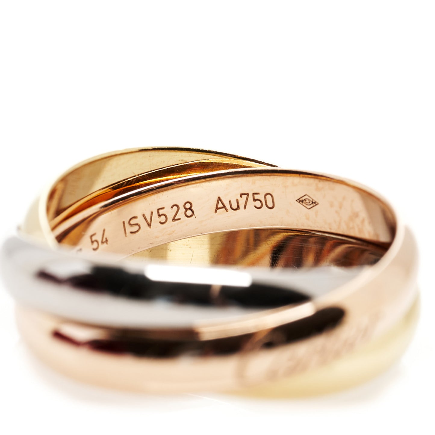 18K Pink Yellow White Gold Classic Trinity Ring 54 6.75