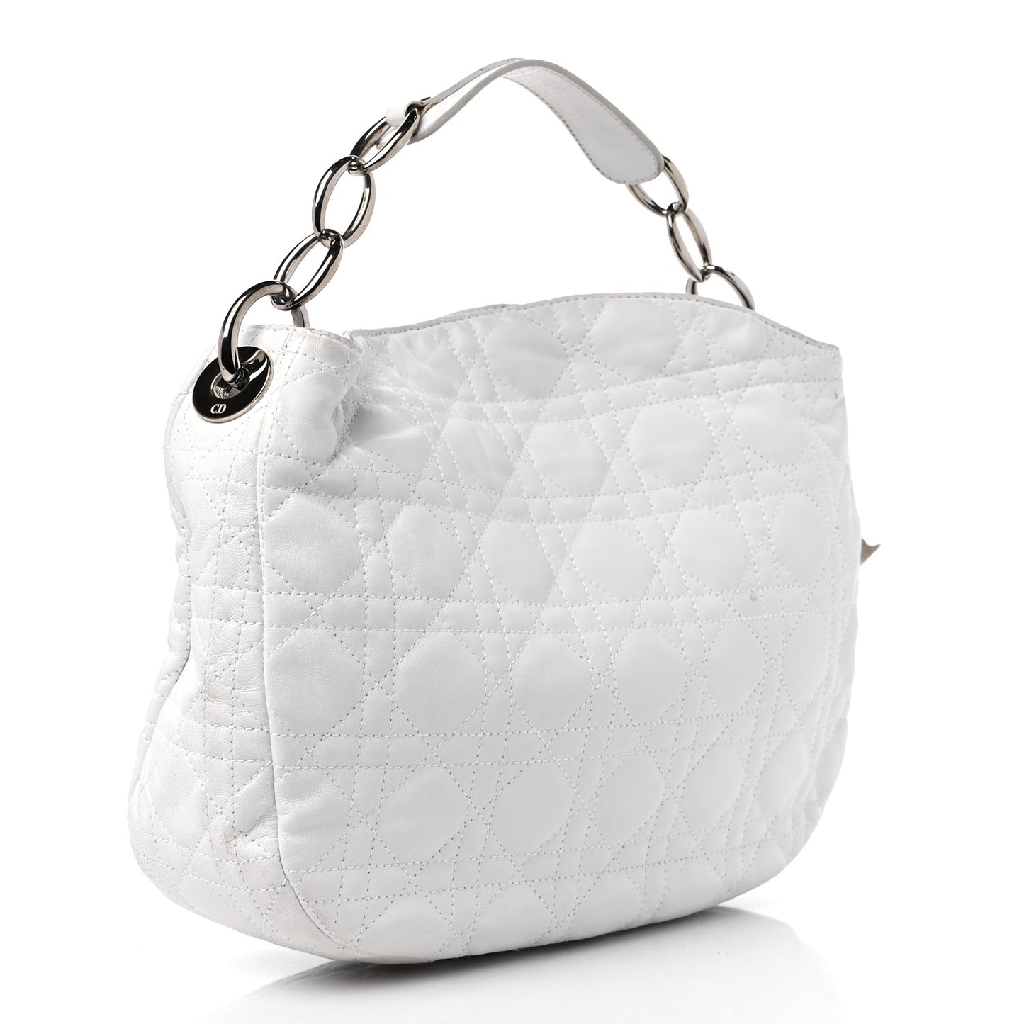 Lambskin Cannage Small Dior Soft Hobo White