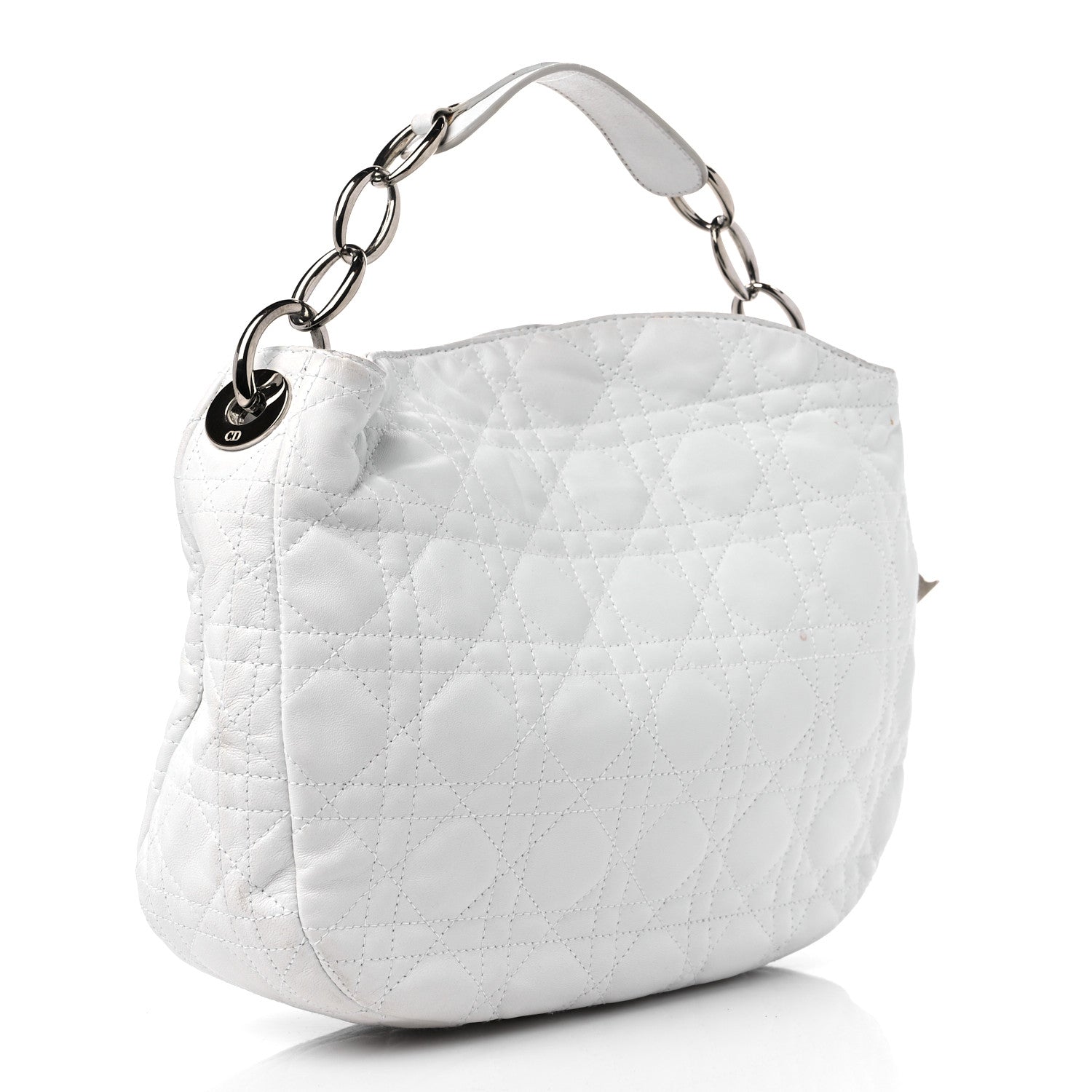 Christian Dior Lambskin Cannage Small Dior Soft Hobo White 3 of 17