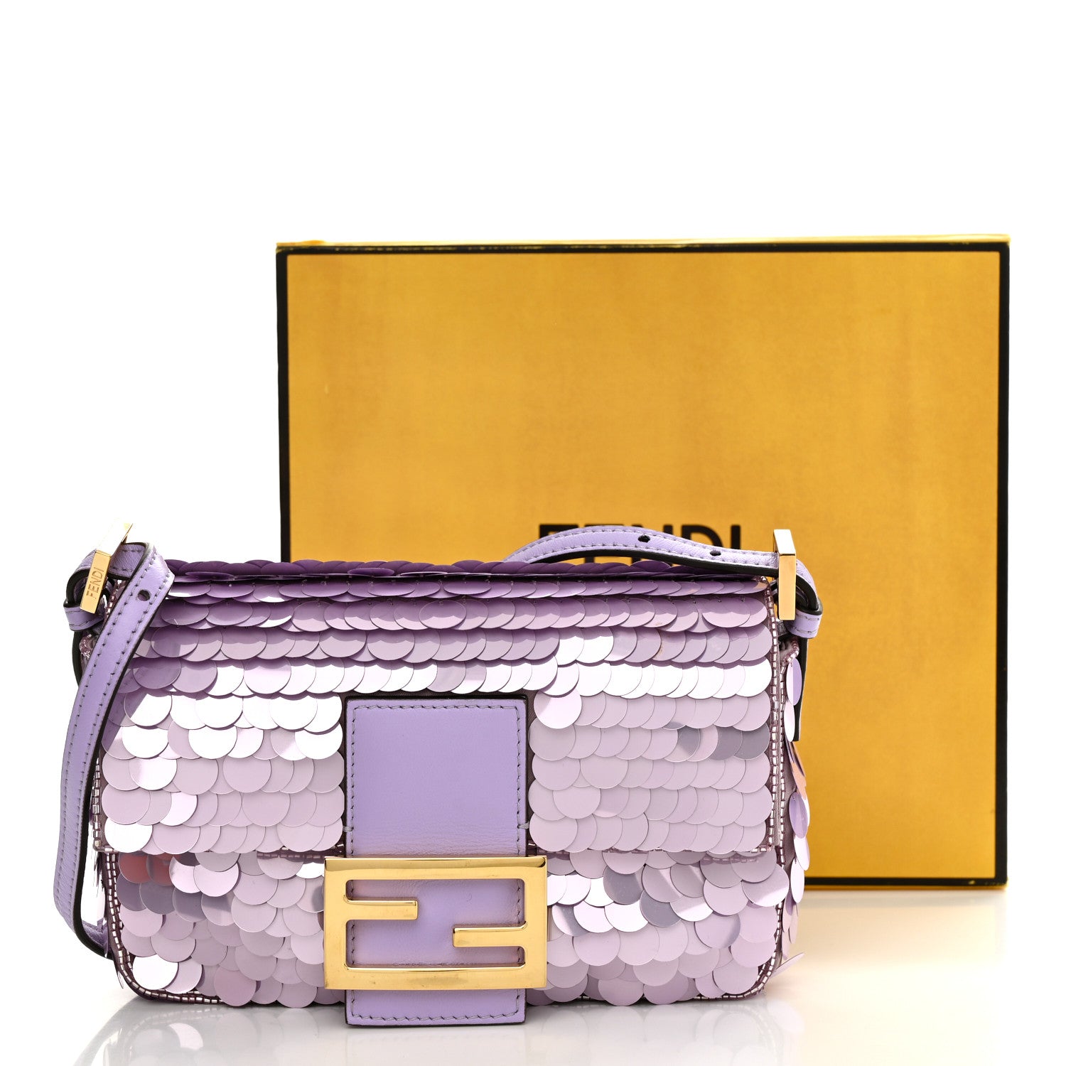 Fendi Satin Sequin Paillettes Shiny Nappa Mini Baguette 1997 Lilla 12 of 12