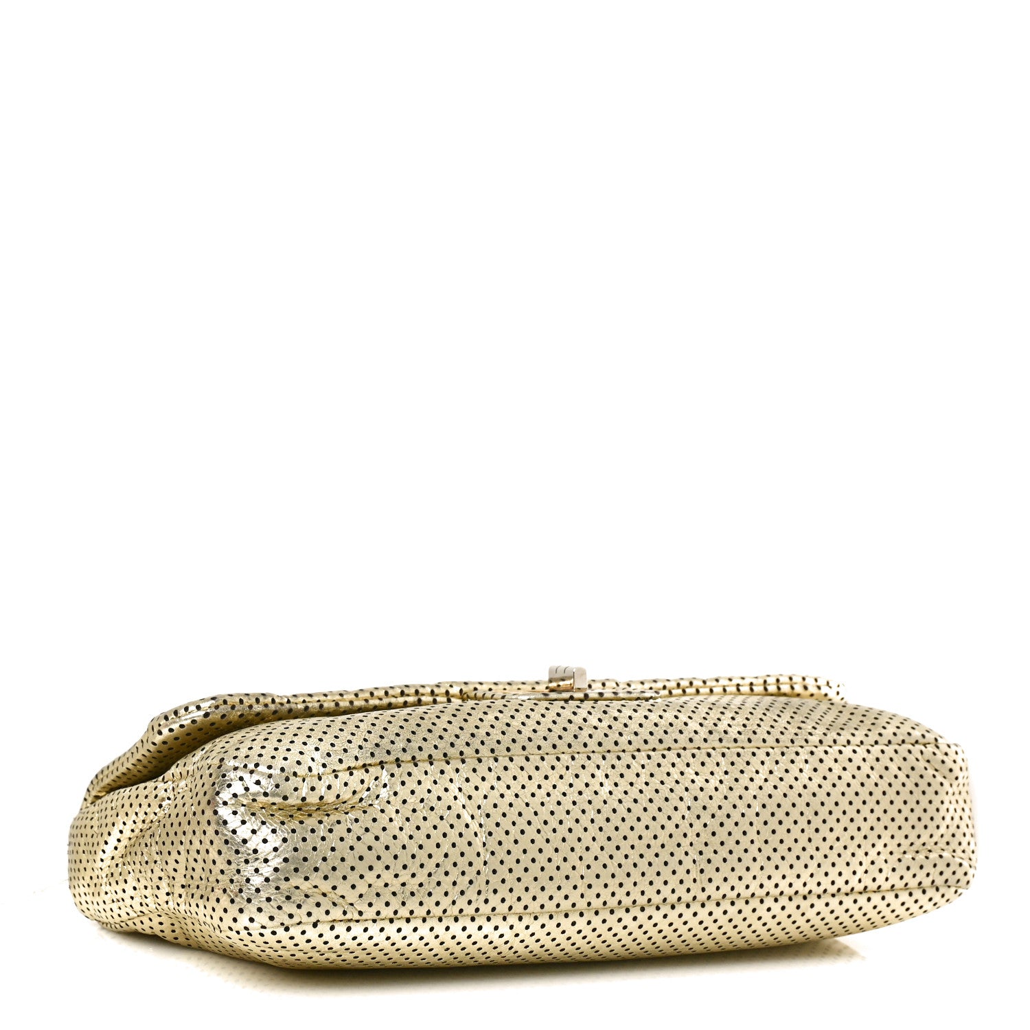 Chanel Metallic Crackled Calfskin Perforated Large Drill Flap Gold 4 of 10