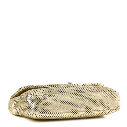 Chanel Metallic Crackled Calfskin Perforated Large Drill Flap Gold 4 of 10