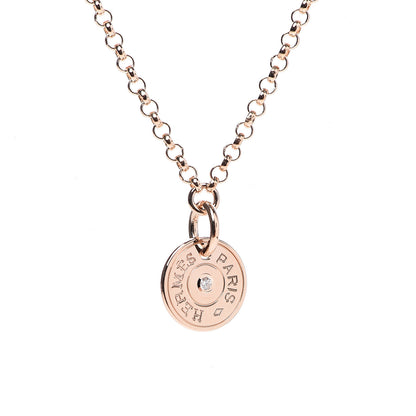 Hermes 18K Rose Gold Diamond Gambade Clou de Selle Necklace 4 of 6