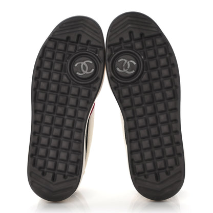 Chanel Fabric Suede Calfskin CC Sneakers 39.5 White Purple Black 6 of 9