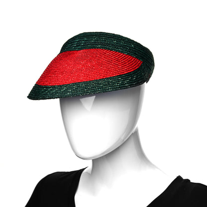 Gucci Raffia Web Visor S Green Red 2 of 6