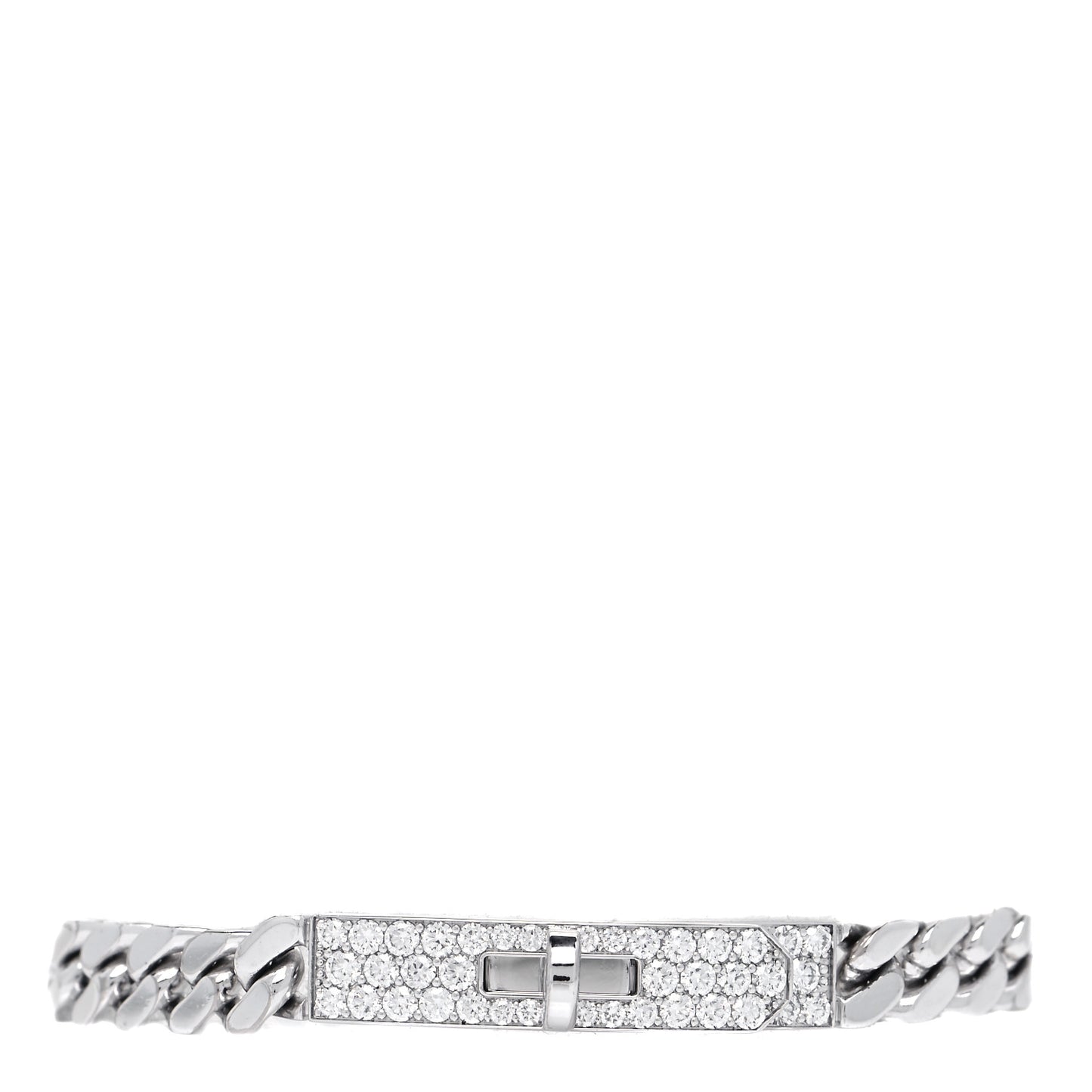 18K White Gold Diamond TPM Kelly Gourmette Bracelet ST