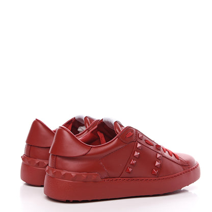 Valentino Garavani Calfskin Rockstud Untitled Open Sneakers 37.5 Red 4 of 8