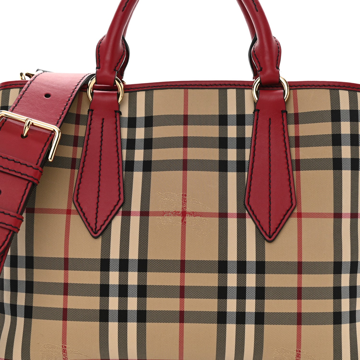 Burberry Horseferry Check Medium Ballingdon Tote Honey Parade Red 10 of 13
