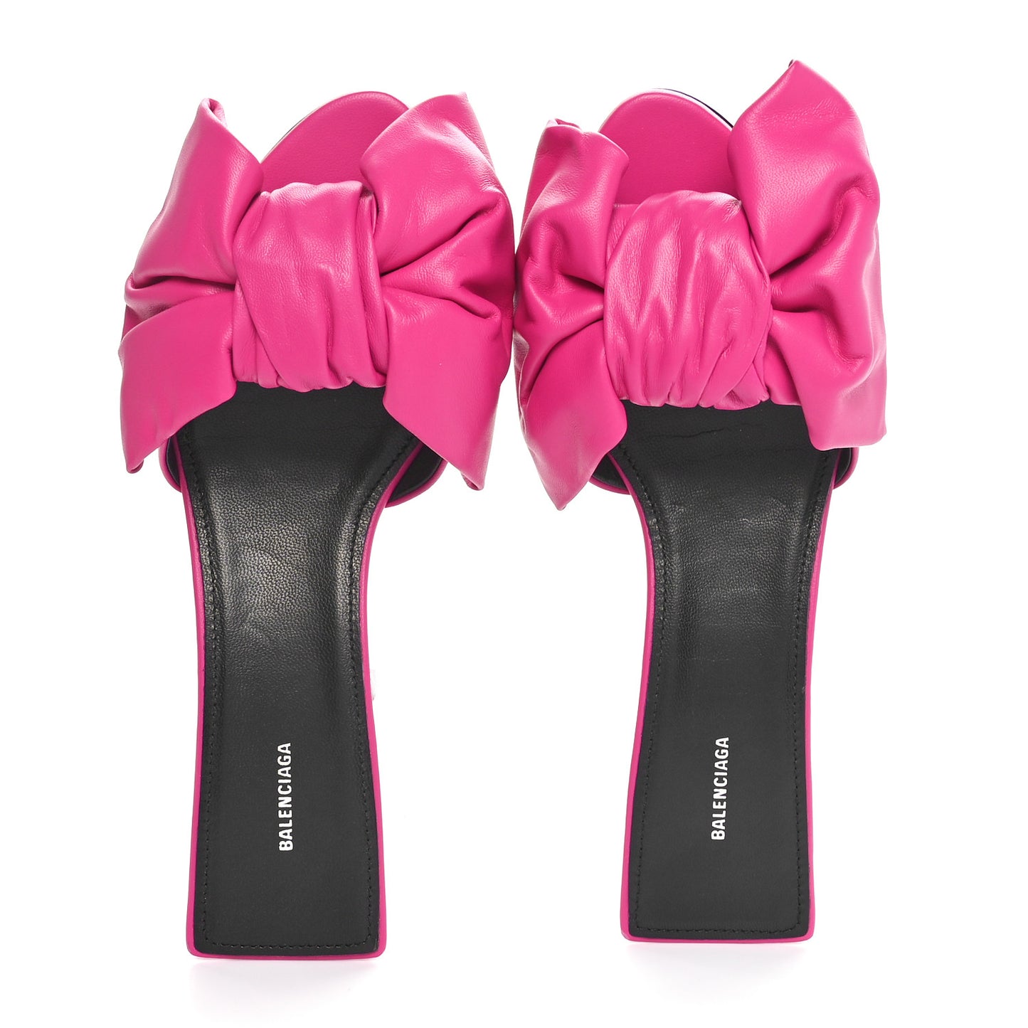 Soft Nappa Square Knife Bow Mule Sandals 37 Magenta Pink
