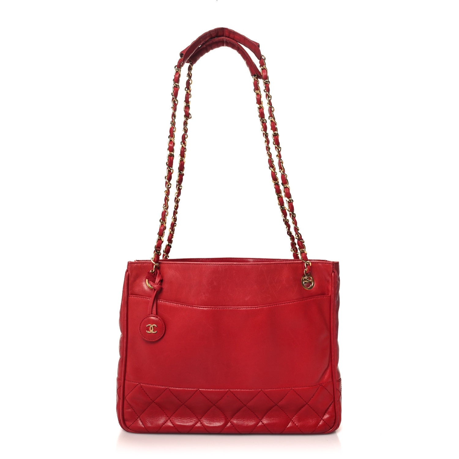 Chanel Lambskin Quilted Tote Red 1 of 15