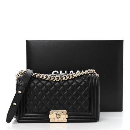 Chanel Lambskin Quilted Medium Boy Flap Black 11 of 11
