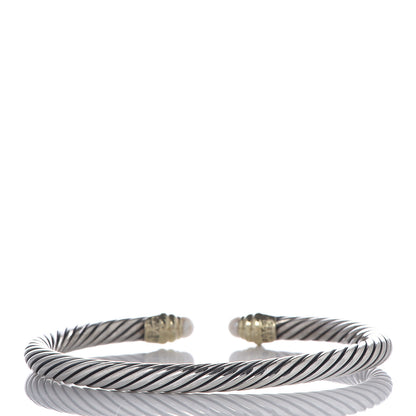 David Yurman Sterling Silver 14K Yellow Gold Pearl 5mm Cable Classics Petite Color Bracelet 3 of 4