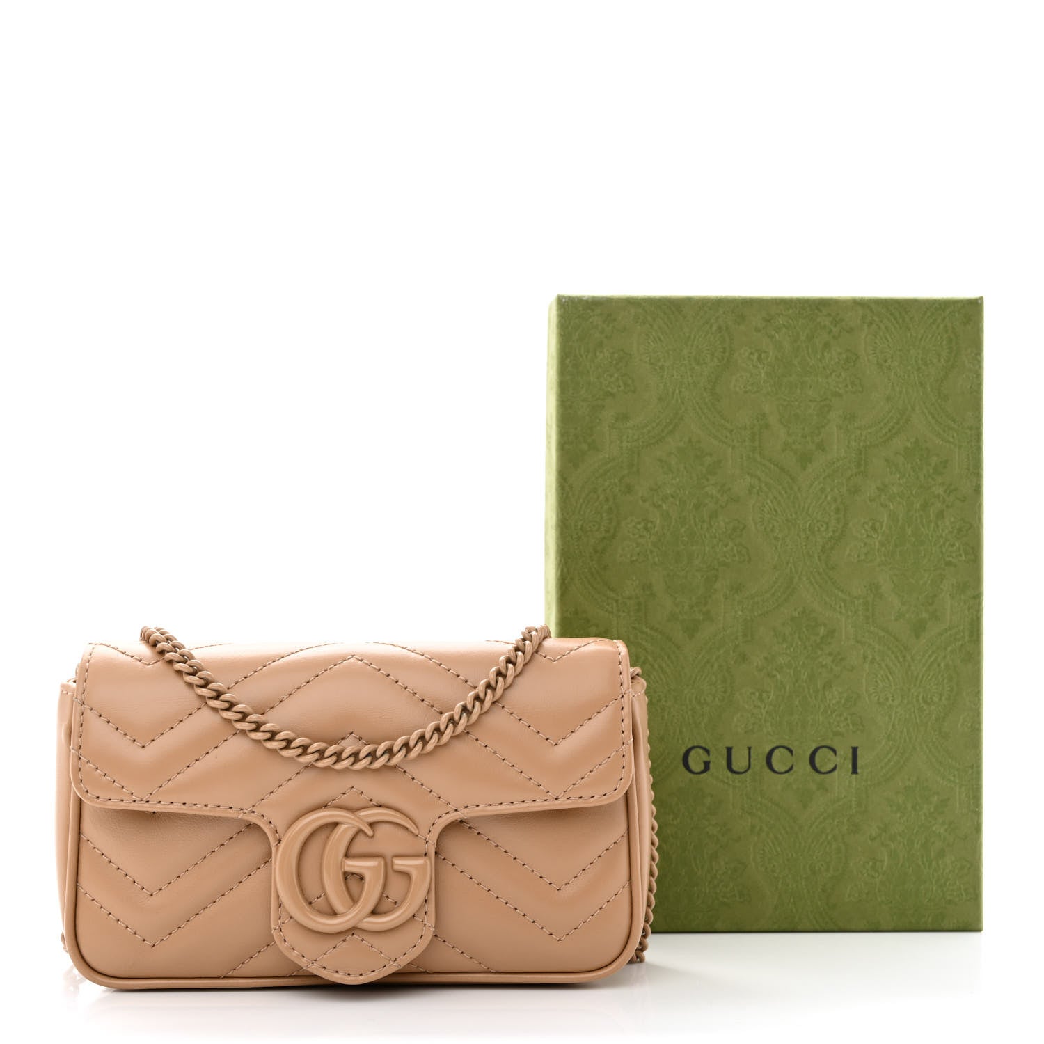 Gucci Calfskin Matelasse Monochrome Super Mini GG Marmont Shoulder Bag Camelia 12 of 12