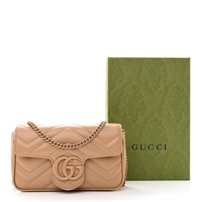 Gucci Calfskin Matelasse Monochrome Super Mini GG Marmont Shoulder Bag Camelia 12 of 12