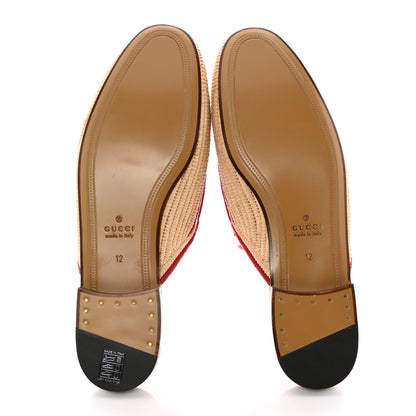 Gucci Raffia Mens Princetown Slippers 12 Naturale Sand Storm Red 5 of 8