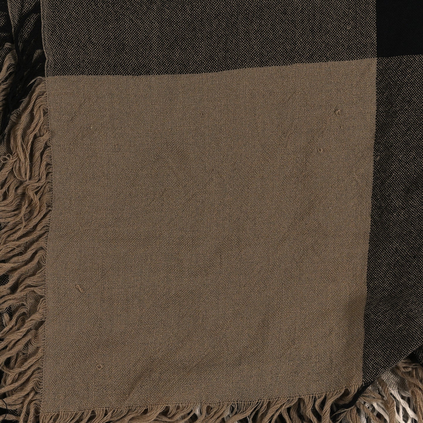 Merino Wool House Check Square Scarf Brown