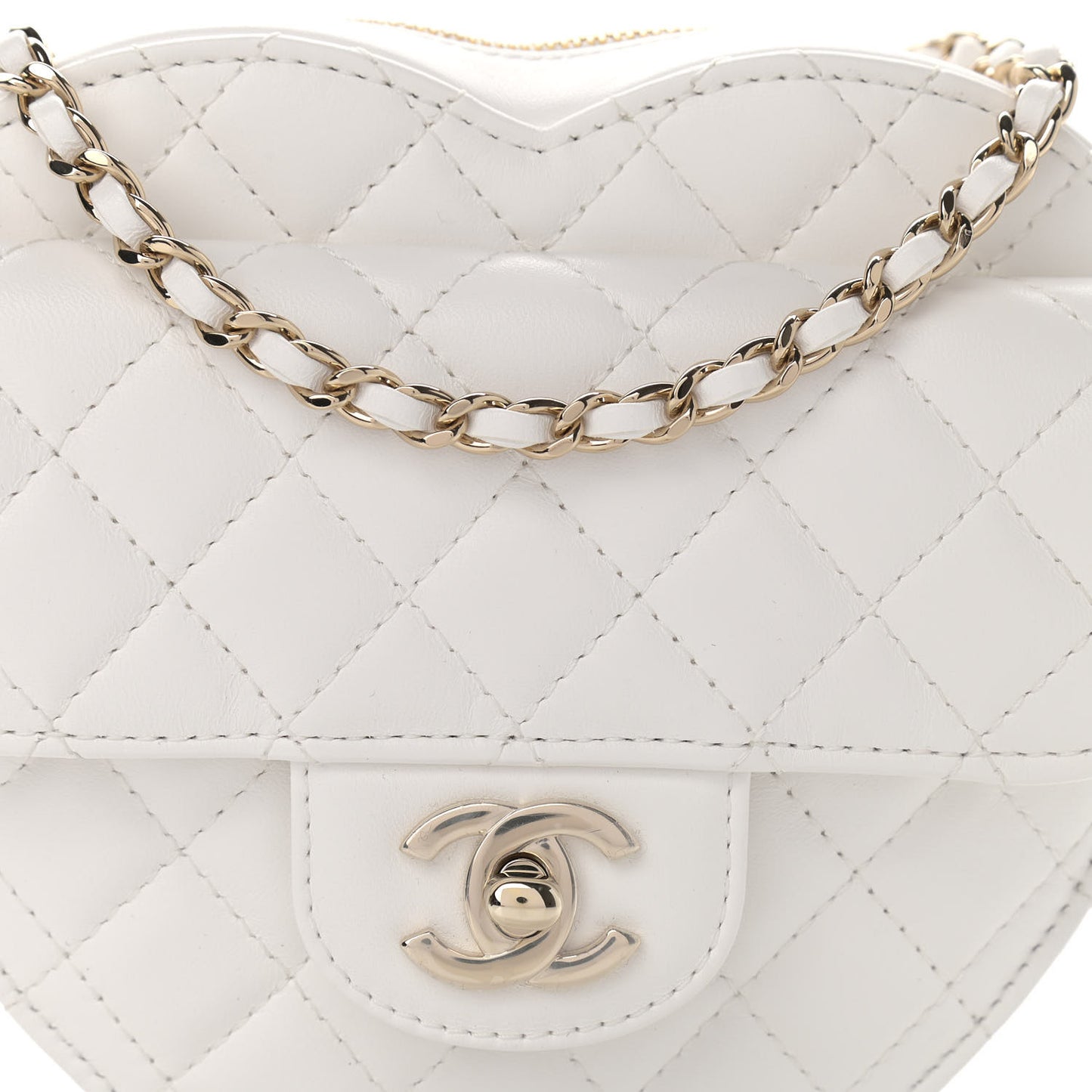 Lambskin Quilted CC In Love Heart Bag White