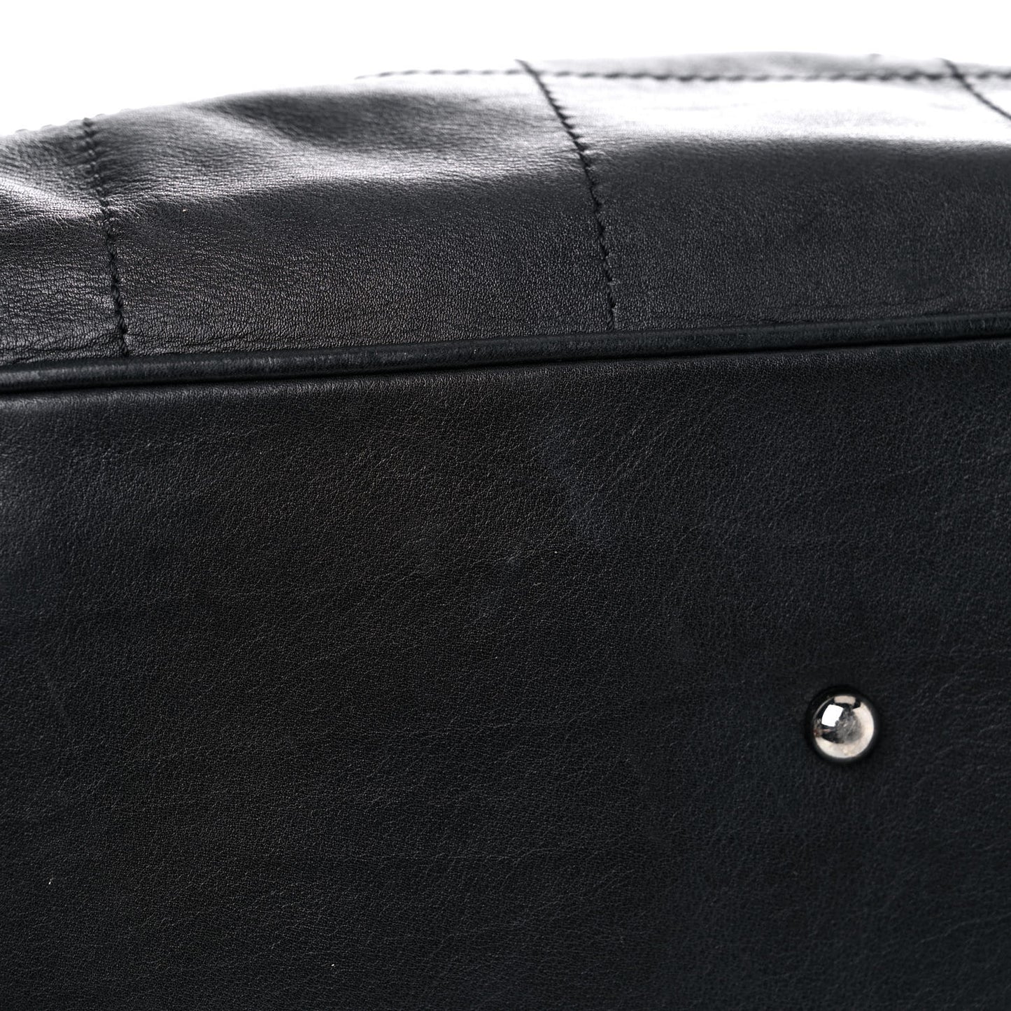 Lambskin Square Stitched Large Tote Black