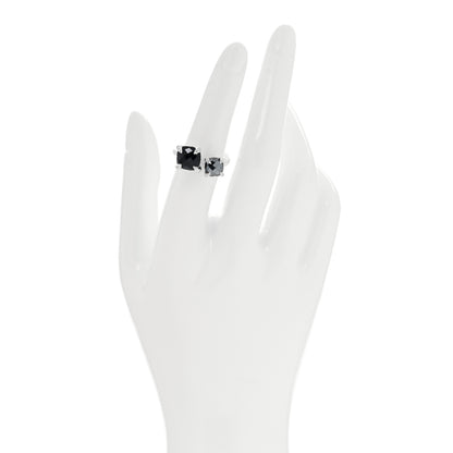 David Yurman Sterling Silver Diamond Black Onyx Hematine Chatelaine Bypass Ring 52 6 2 of 5