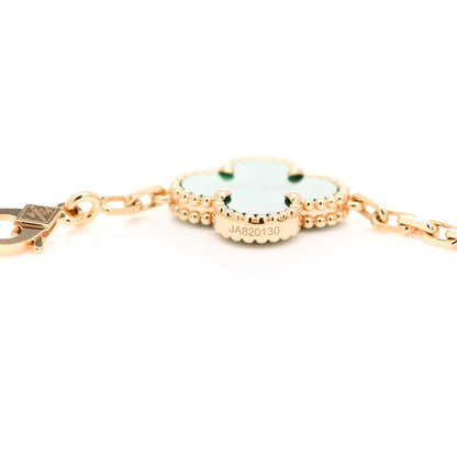 Van Cleef & Arpels 18K Yellow Gold Malachite 5 Motifs Vintage Alhambra Bracelet 3 of 4