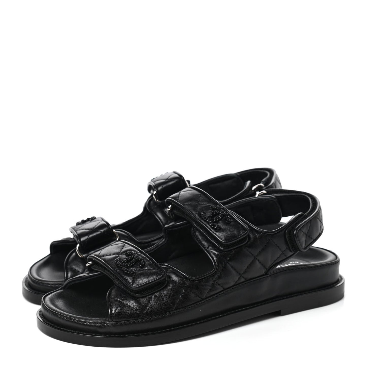 Lambskin Velcro Dad Sandals 36 Black