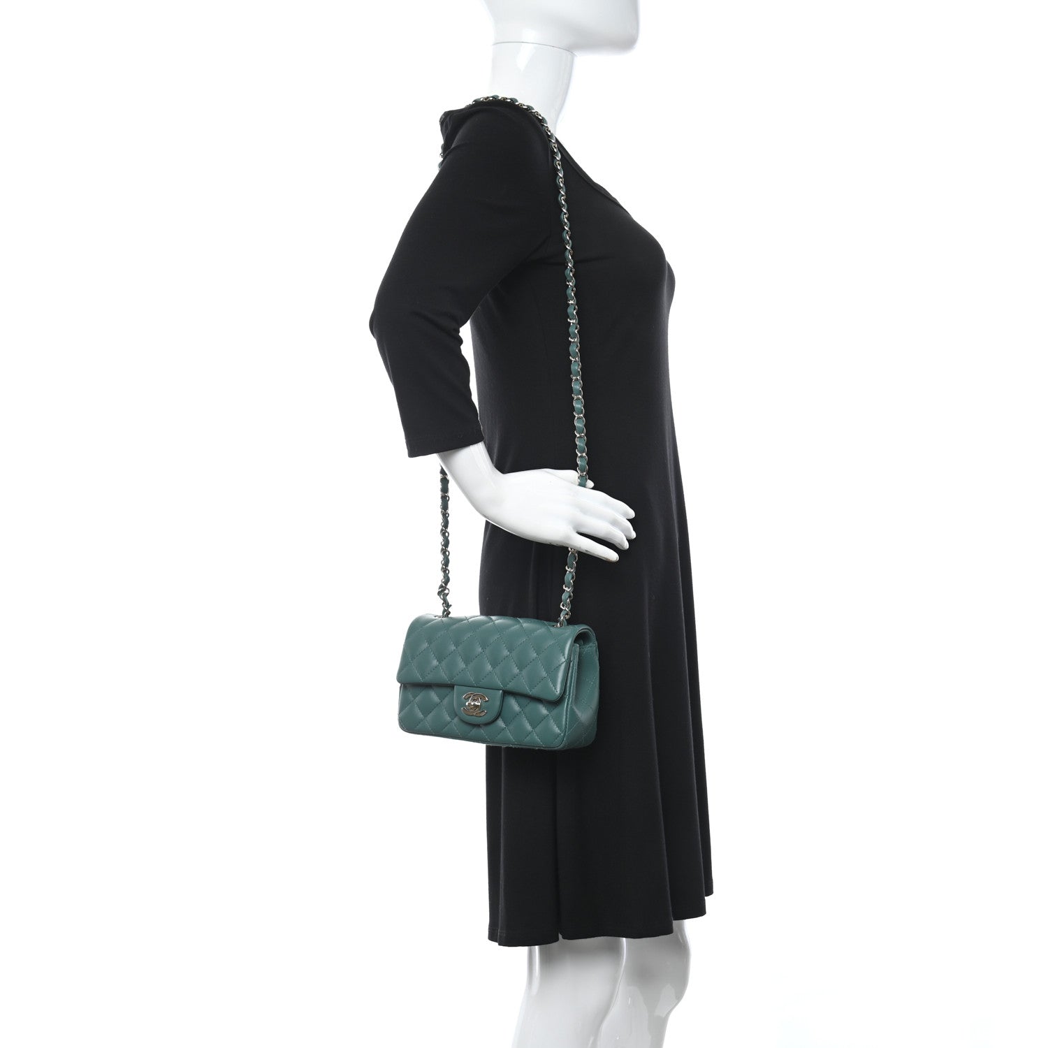 Chanel Lambskin Quilted Mini Rectangular Flap Green 2 of 10