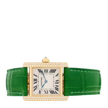 Cartier 18K Yellow Gold Alligator Diamond Bezel 25mm Tank Francaise Quartz Watch 2 of 4