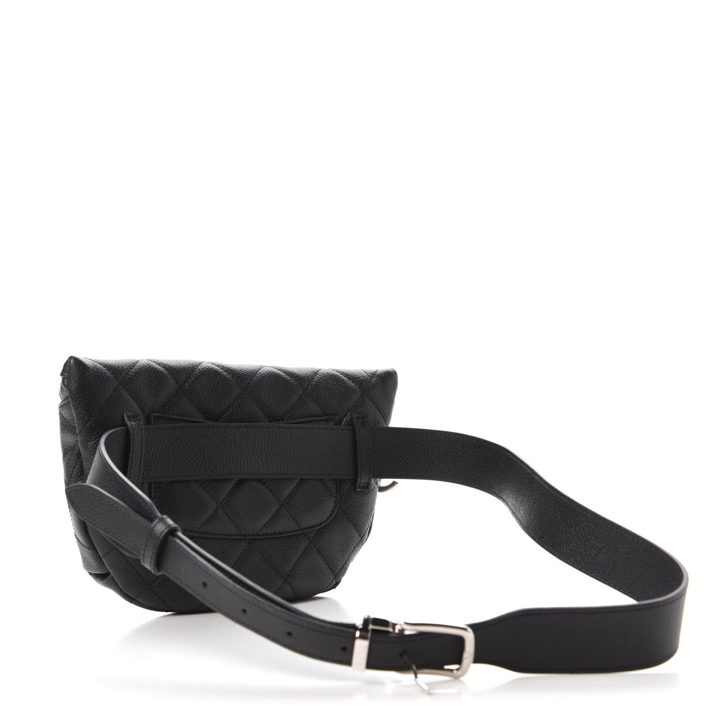 Grained Calfskin Quilted Waist Belt Bag Black