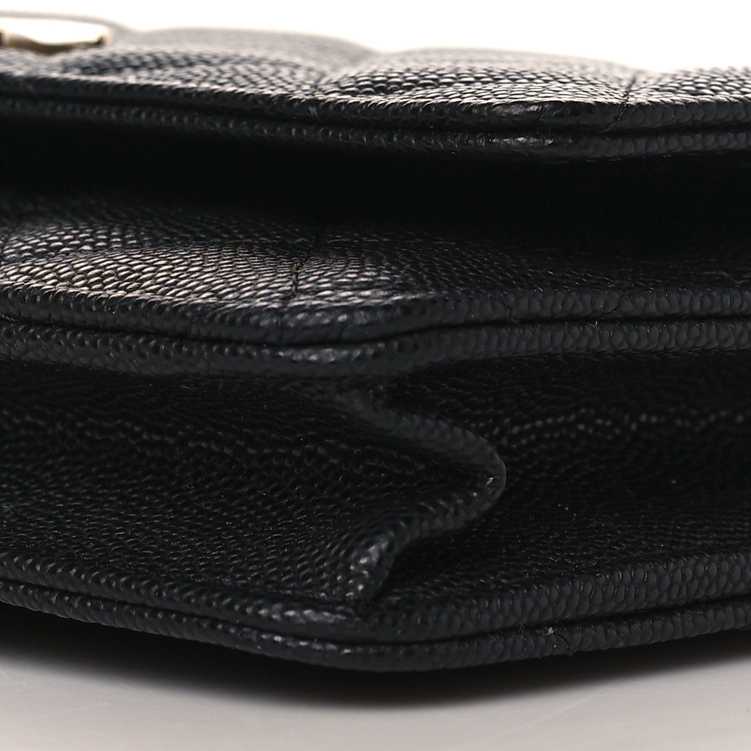 Chanel Caviar Quilted Striated CC Wallet On Chain WOC Black 10 of 11