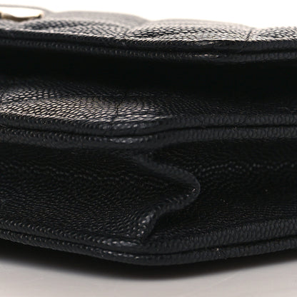 Chanel Caviar Quilted Striated CC Wallet On Chain WOC Black 10 of 11