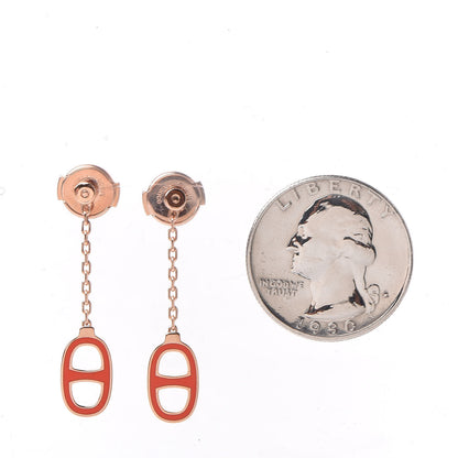 Hermes Rose Gold Lacquered Farandole Drop Earrings Orange Fonce 2 of 5