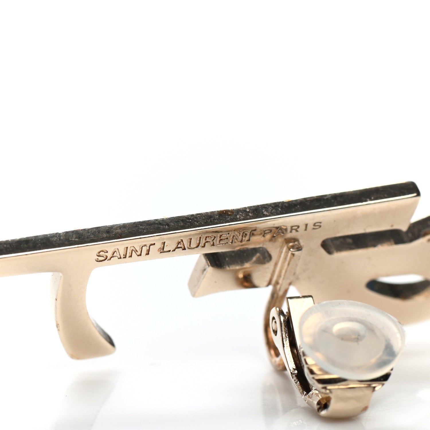 Saint Laurent Metal Deconstructed Opyum Clip On Earrings Gold 4 of 4