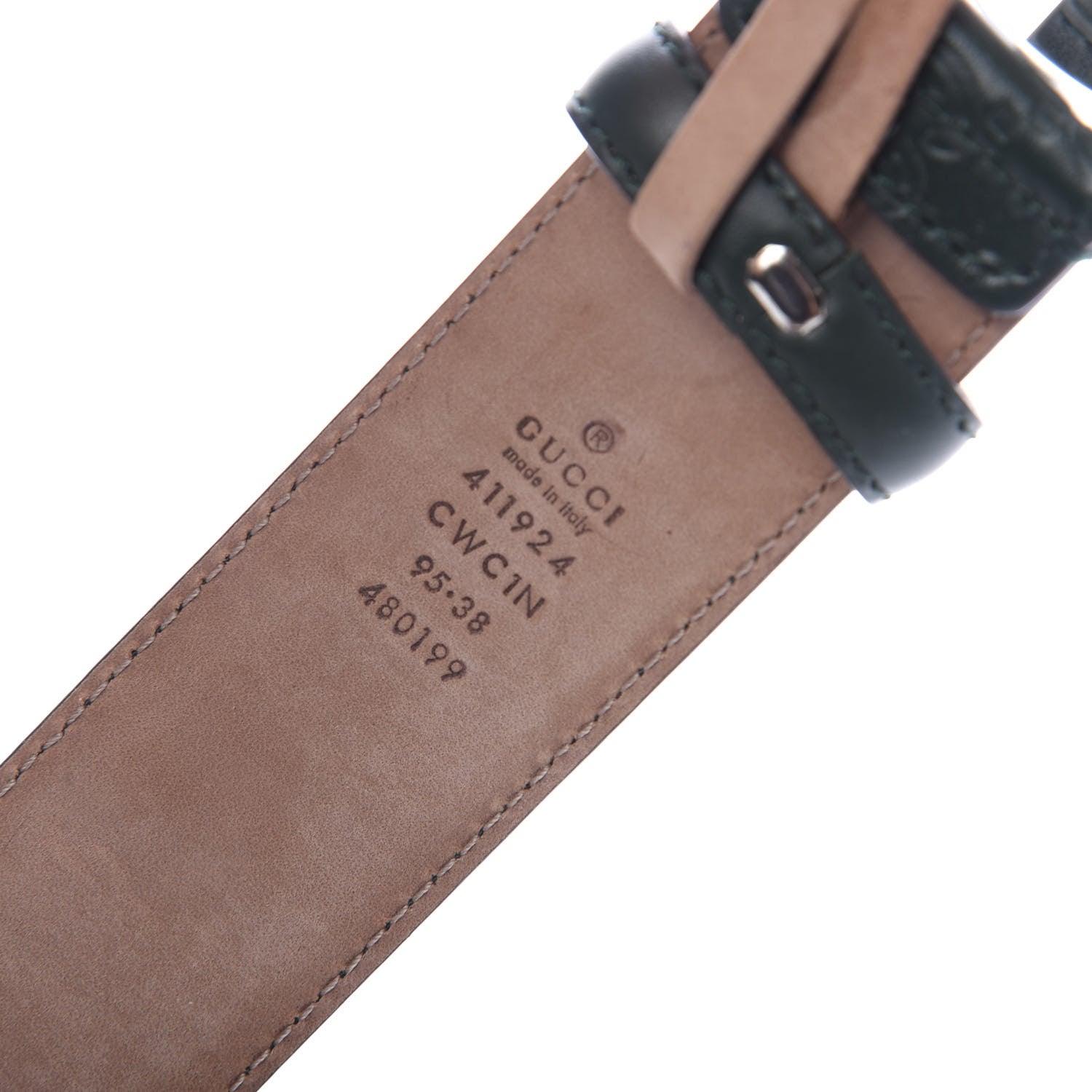 Gucci Guccissima Signature Interlocking G 40mm Belt 95 38 Verde 5 of 5