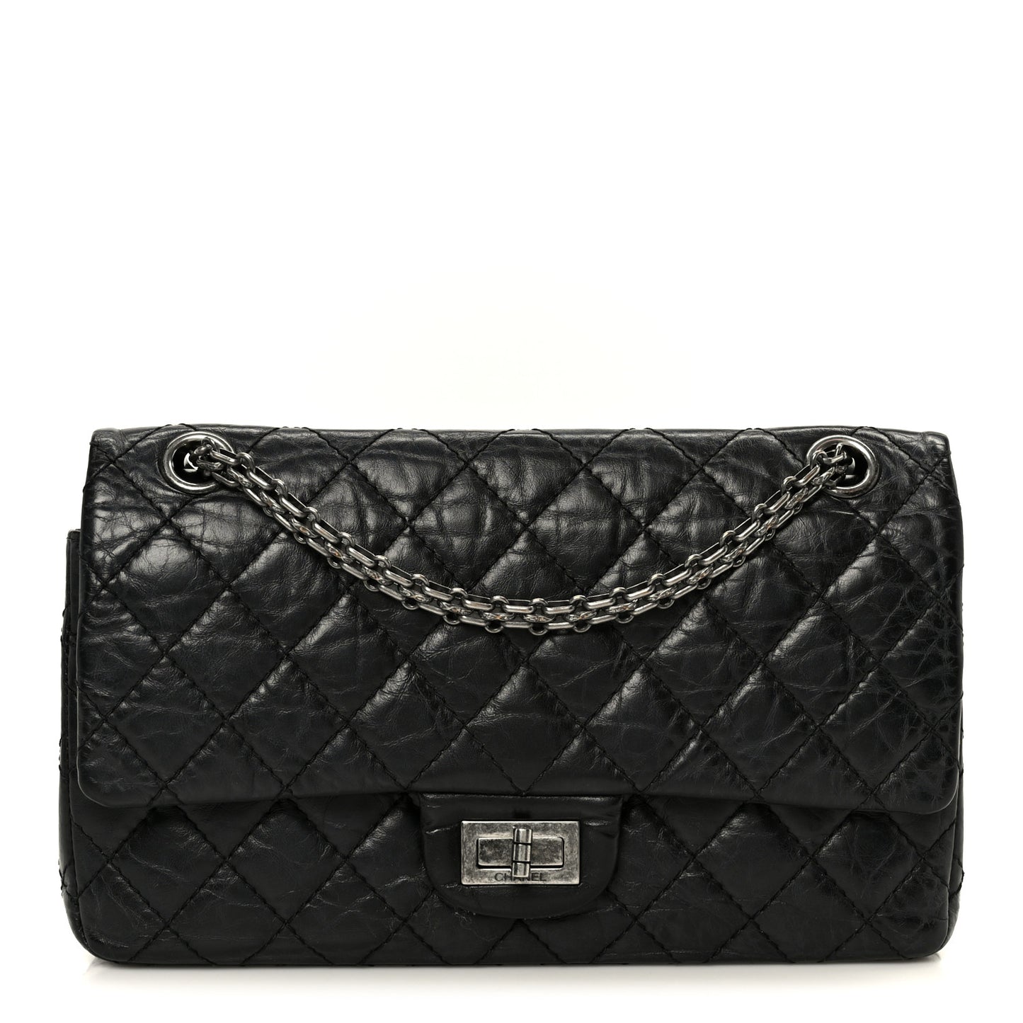 Aged Calfskin Quilted 2.55 Reissue 225 Flap Black