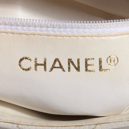 Chanel Caviar Chevron Shoulder Flap Bag White 7 of 9