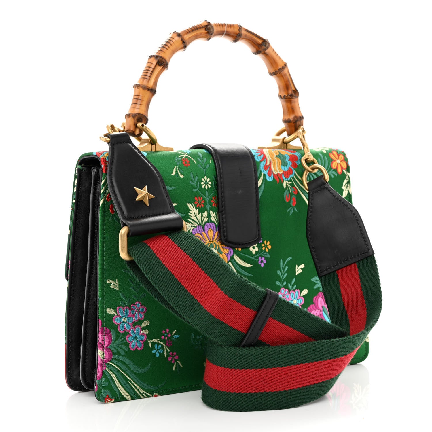 Gucci Jacquard Bamboo Web Floral Medium Dionysus Top Handle Bag Green Red 3 of 11