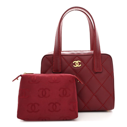 Chanel Calfskin Contrast Stitch Small Surpique Bowler Red 3 of 14